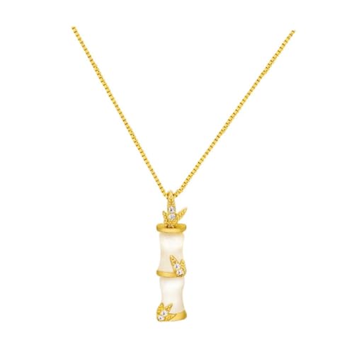 GLSTOY Leichte Bamboo Joint Halskette aus Metall Lustiger Anhänger Modischer Schmuck für Damen Vielseitig Tragbar bei Party Festival und Alltag Elegantes Schlichtes Design von GLSTOY