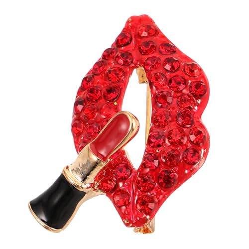 GLSTOY Lippenstift Brosche mit Strass Damen Anstecknadel Modisch Lippenform Zinklegierung Vielseitig für Kleidung Schals Party Hochzeit Accessoire von GLSTOY