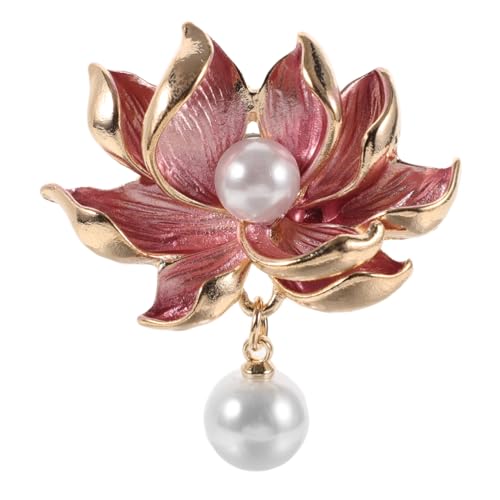 GLSTOY Lotusblumen Brosche mit Imitationsperle Chinesische Lotusblüten Anstecknadel Eleganter Modeschmuck für Damen Vielseitiges Accessoire für Kleidung Geeignet für Partys und Feiern von GLSTOY
