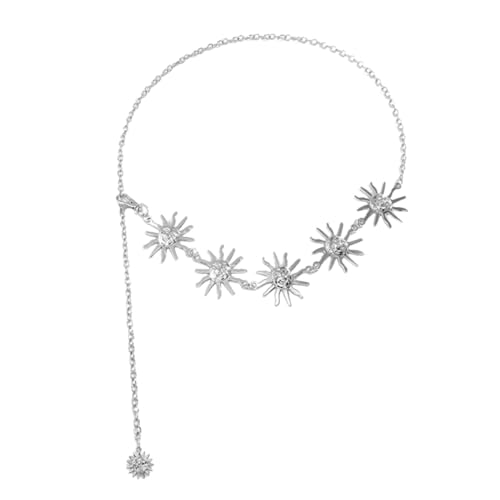 GLSTOY Metal Sun Waist Chain Silberfarbener Bauchgürtel aus Langlebigem Metall für Damen Modische Taillenkette mit Einzigartigem Design zur Betonung der Körperform Leicht und Vielseitig von GLSTOY