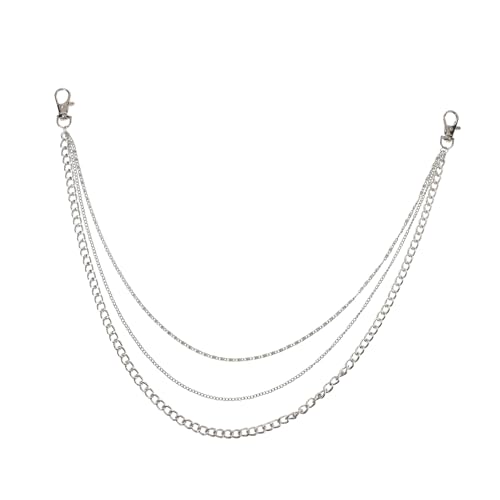 GLSTOY Multi Layer Legierung Punk Style Hosenkette für Damen und Herren Modische Hip Hop Gürtelkette Langlebige Silberfarbene Hüftkette für Party Freizeit und Club Auffälliges Accessoire von GLSTOY