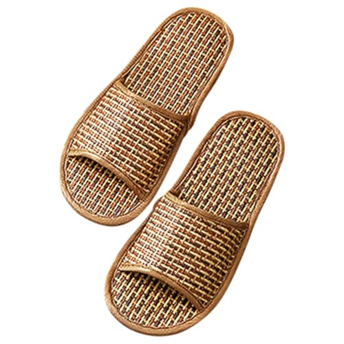 GLSTOY Nordische Rattanslipper Gewebte Sommer Hausschuhe für Damen und Herren Atmungsaktive Indoor Slipper aus Rattangras Leichte Offene Pantoffeln Minimalistisches Design von GLSTOY