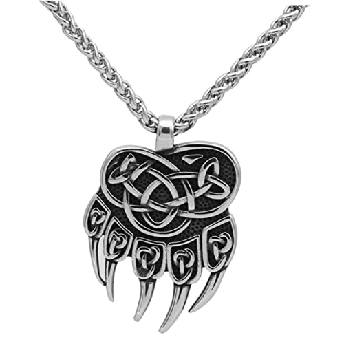 GLSTOY Nordische Viking Herren Halskette Bear Claw Anhänger Doppelseitig Modisch Vintage Schmuck für Party Club Alltag von GLSTOY