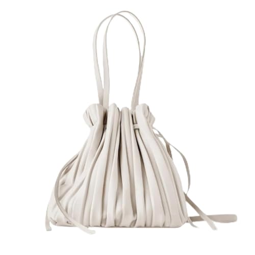 GLSTOY PU Bucket Bag Damen Drawstring Beuteltasche Weiß Umweltfreundlich Strapazierfähig Vielseitige Umhänge und Schultertasche für Alltag Reisen und Party von GLSTOY