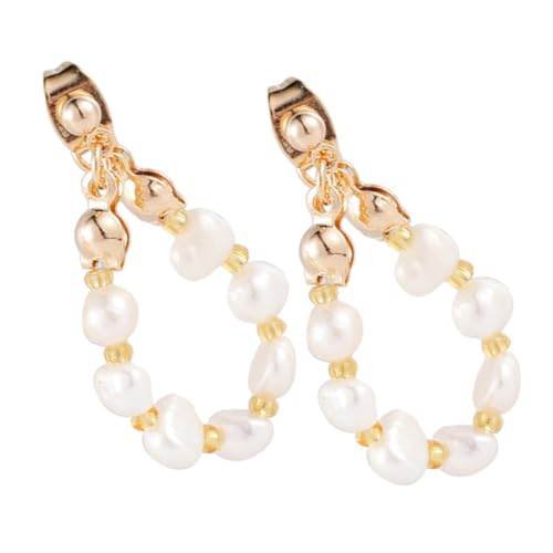 GLSTOY Perlen Ohrhänger Damen Vintage Tropfen Ohrringe Eleganter Schmuck für Frauen und Mädchen Süßwasserperle Eardrop für Hochzeit Party und Alltag von GLSTOY