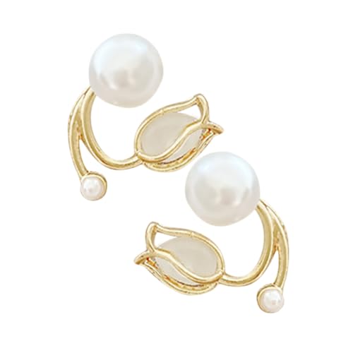 GLSTOY Perlen Ohrstecker Damen Leicht und Angenehm Zarte Rosenblüte Design für Partys und Besondere Anlässe Modischer Schmuck für Mädchen und Frauen von GLSTOY