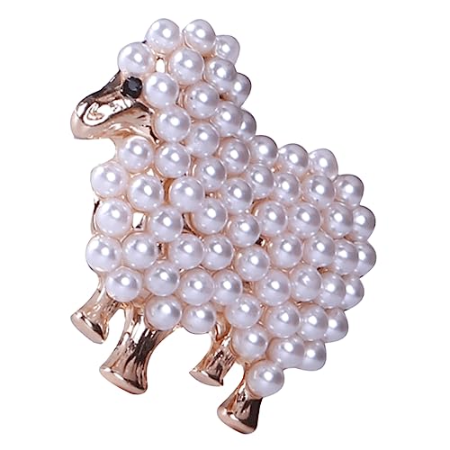 GLSTOY Perlenbesetzte Schaf Brosche Tier Anstecknadel Damen Pullover Schmuck Leichtes Legierungszubehör Elegant für Kleidung Stola Party Hochzeit Business von GLSTOY
