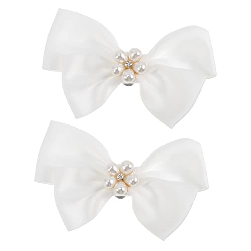 GLSTOY Perlenschleife Schuhclips Abnehmbar Dekorativ für Damen und Mädchen Hochzeit Braut Party Schmuck Zubehör Weiß Eleganter Bowknot Schuhschmuck für Festliche Anlässe von GLSTOY