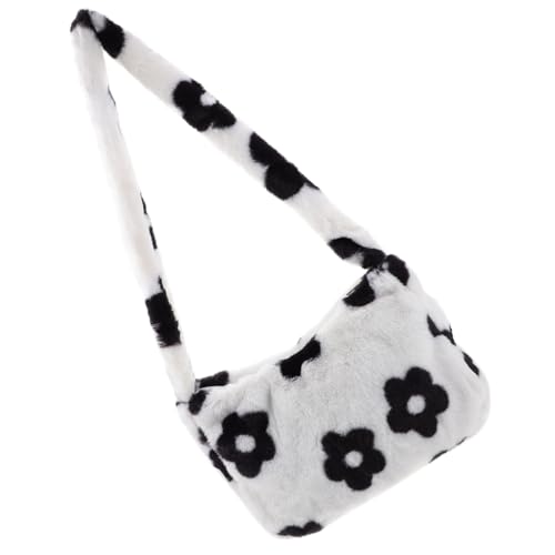 GLSTOY Plüsch Handtasche Damen mit Blumenmuster Leichte Umhängetasche mit Großer Kapazität Modische Schultertasche für Teenager Mädchen Vielseitige Armpit Bag für Alltag und Schule von GLSTOY