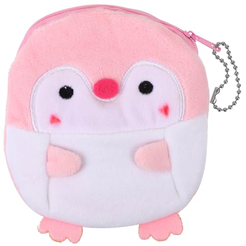 GLSTOY Plüsch Pinguin Geldbörse Damen Kleines Münzfach Weiches Material Tragbar Niedlich Münzgeldbörse Portemonnaie Rosa von GLSTOY