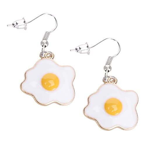 GLSTOY Poached Egg Ohrringe Damen Hängend Enamel Charm Ohrschmuck Süßer Eieranhänger Leicht Mädchen Schmuck von GLSTOY