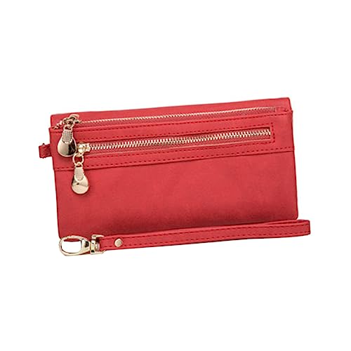 GLSTOY Pu Leder Vintage Handtasche Lange Geldbörse Multifunktionale Geldbörse Für Frauen Und Mädchen Rot Für Alltag Schule Und Einkaufen von GLSTOY