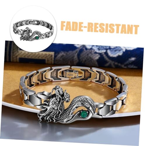 GLSTOY Punk Armband mit Drachen Totem aus Edelstahl Langlebiges Herrenarmband Stilvolle Dragon Year Wicklung Modisches Fadebeständiges Schmuckstück für Männer von GLSTOY