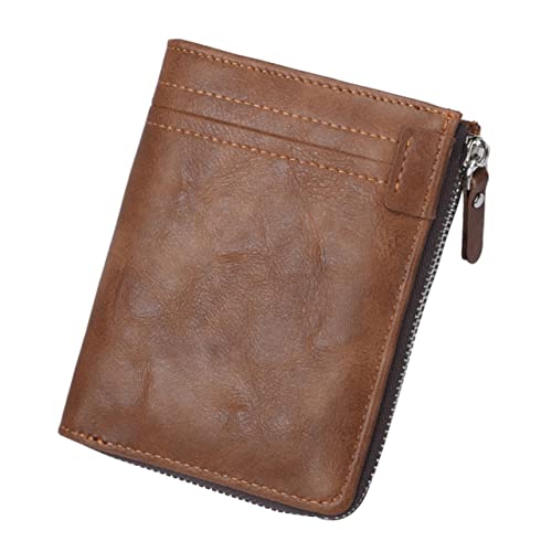 GLSTOY Brieftasche Herren Reißverschluss Geldbörse Mit RFID Schutz Für Kreditkarten Und Bargeld Organizer Für Männer Retro Design Braun von GLSTOY