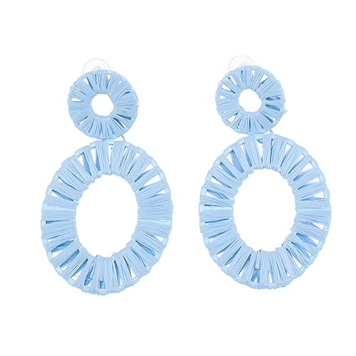 GLSTOY Raffia Boho Ohrringe Damen Handgefertigt Geflochten Lange Dangle Ohrstecker Ethno Stil Sommer Strand Schmuck Chic von GLSTOY