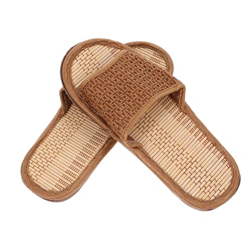 GLSTOY Rattan Hausschuhe Damen Herren Sommer Pantoffeln Leicht Atmungsaktiv Geflochtene Slippers Cooles Design Umweltfreundlich Flexibel Passend für Zuhause von GLSTOY