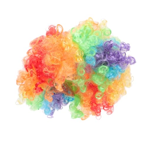 GLSTOY Regenbogen Clown Perücke Lustiges Kostümzubehör Für Partys Karneval Und Maskeraden Mit Bunten Lockigen Haaren Für Erwachsene von GLSTOY