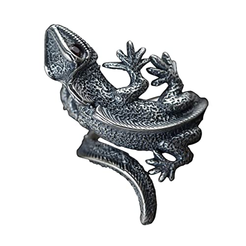 GLSTOY Retro Gothic Long Tail Eidechsen Ring für Herren und Damen Vintage Animal Statement Schmuck Auffälliger Modeschmuck für Partys Halloween und Alltag von GLSTOY