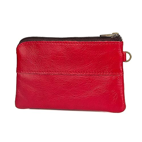 GLSTOY Retro Herren Geldbörse Mit Reißverschluss Multifunktions Ledertasche Stilvolle Business Geldtasche Für Männer Rot Handlich Und Sicher von GLSTOY