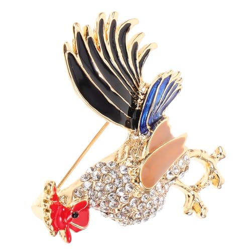 GLSTOY Rooster Brosche aus Zinklegierung Bunte Anstecknadel für Kleidung Eleganter Mode Schmuck Vintage Stil Geeignet für Damenjacken Pullover Schals und Kleider Einzigartiges Accessoire von GLSTOY