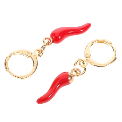 GLSTOY Rote Chili Pepper Creolen Ohrringe Damen Statement Modeschmuck Italienisches Horn Design Lustige Huggie Earrings Für Alltag Und Festliche Anlässe von GLSTOY