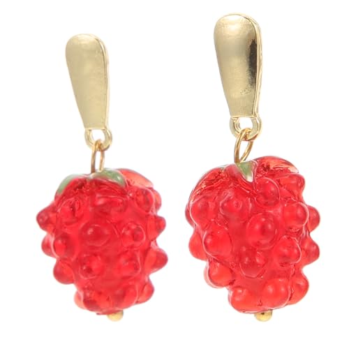 GLSTOY Rote Erdbeer Ohrstecker Damen Ohrringe Frucht Schmuck Verspieltes Design Leicht Für Mädchen Teenager Alltag und Party von GLSTOY