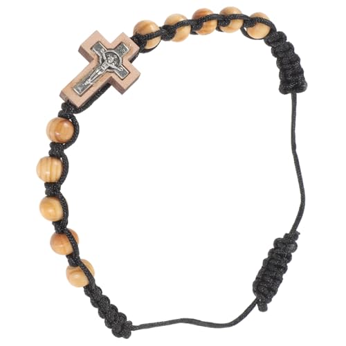 GLSTOY Verstellbares Rosenkranzarmband Aus Holz Für Damen Und Herren Mit Kreuzanhänger Stilvolles Gebetsperlenarmband Für Täglichen Gebrauch Und Besondere Anlässe von GLSTOY