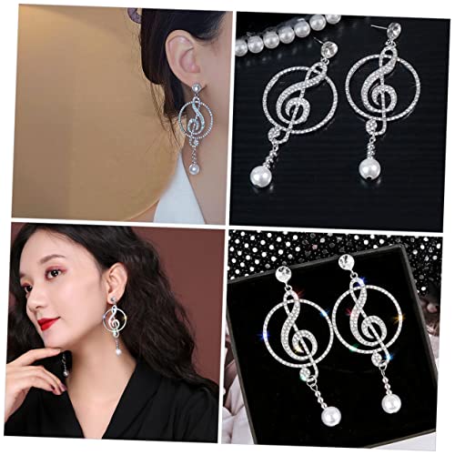 GLSTOY Silber Musiknoten Ohrringe Damen mit Funkelnden Strass Lange Hängende Ohrhänger Einzigartiges Design für Alltag Party für Frauen von GLSTOY