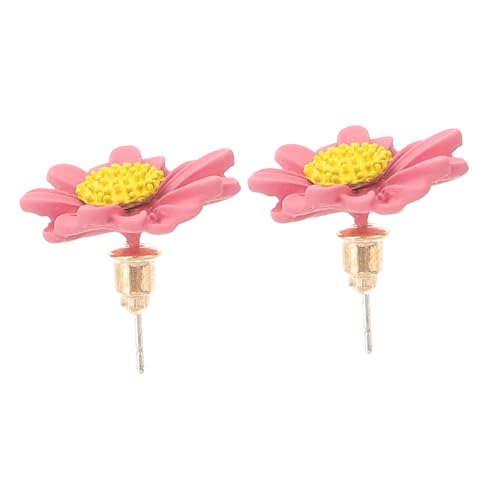 GLSTOY Silber Ohrstecker Damen Kleine Blütenohrringe mit Rosa Emaille Modischer Damenschmuck für Alltag Party und Durchbohrte Ohrringe für Frauen und Mädchen von GLSTOY
