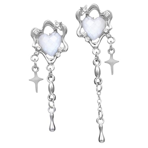 GLSTOY Silberne Ohrhänger Herz Damen Ohrringe Dangle Ohrschmuck Leicht Elegant Vielseitig für Alltag Party Hochzeit von GLSTOY