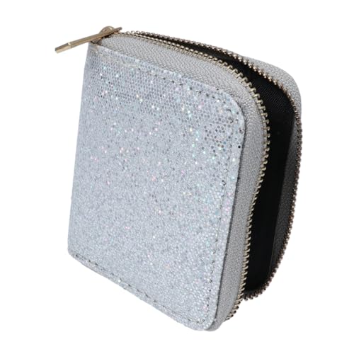 GLSTOY Geldbeutel Mit Glitzer-Silber-Muster Aufbewahrungstasche Mit Reißverschluss Kleine Geldbörse Münzzeltasche Für Täglichen Gebrauch Oder Besondere Anlässe von GLSTOY