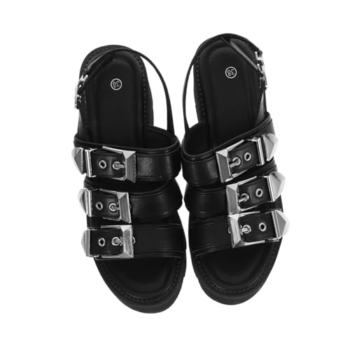 GLSTOY Sommer Damen Sandalen Fischmaul Plateau Sandaletten mit Rutschfester Sohle Modeplattformen Schwarz für Stilbewusste Frauen von GLSTOY
