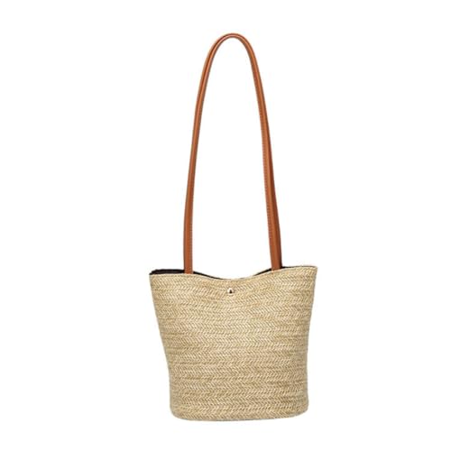 GLSTOY Sommer Strandtasche Damen Strohtasche Handgefertigt Bucket Bag Schultertasche mit Komfortabler Form und Strapazierfähigem Polyester für Alltag und Freizeit von GLSTOY
