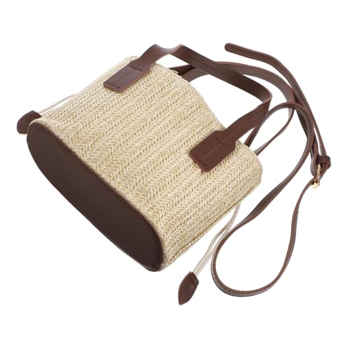 GLSTOY Strandtasche Damen Geflochtene Bucket Bag Handgefertigte Strohtasche Schultertasche Klein Modern Für Alltag Freizeit von GLSTOY