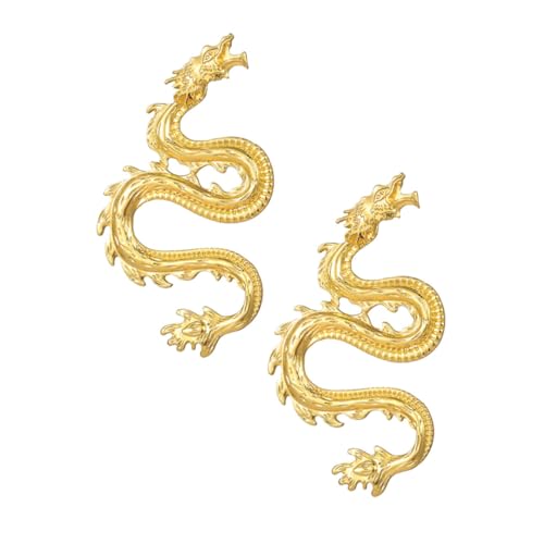GLSTOY Stylische Ohrstecker Dragon Shaped Ear Schmuck aus Langlebigem Material Kreative Goldfarbene Ohrringe für Party Festival und Besondere Anlässe Modisches Statement für Damen von GLSTOY