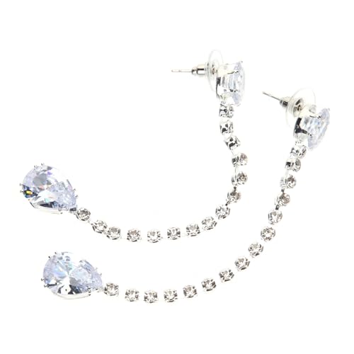 GLSTOY Teardrop Ohrhänger Damen Silberfarben mit Zirkonia Mikrofassung Lange Stilvolle Ohrschmuck Tropfen Leicht und Rostfrei für Party Hochzeit von GLSTOY
