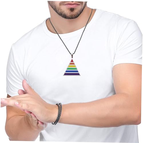 GLSTOY Titanstahl Dreieck Anhänger Halskette Herren Pride Schmuck Langlebig Rostfrei Modisch für Schwule Männer Accessoire von GLSTOY