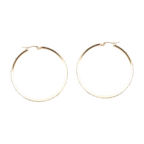 GLSTOY Titanstahl Ohrringe Damen Creolen mit Funkelnden Zirkonia Große Runde Ohrhänger Leicht und Hautfreundlich Eleganter Schmuck für Alltag und Party von GLSTOY