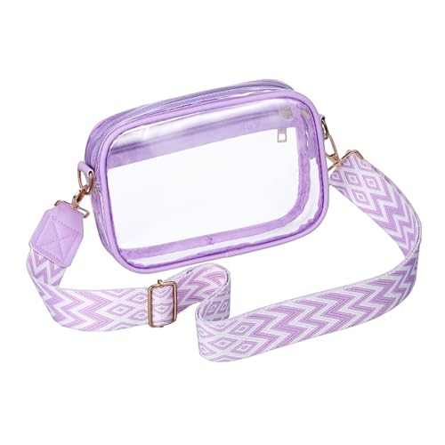 GLSTOY Transparente PVC Umhängetasche Crossbody Pouch mit Verstellbarem Schultergurt Leichte Stadiontasche für Damen Multifunktional mit Mehreren Fächern für Konzerte Sport und Reisen von GLSTOY