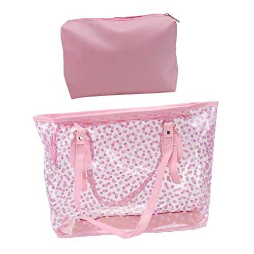 GLSTOY Transparente Tragetasche Mit Reißverschluss Und Punktemuster Leichte Strandhandtasche Für Damen Aus Pu- Mit Innentasche von GLSTOY