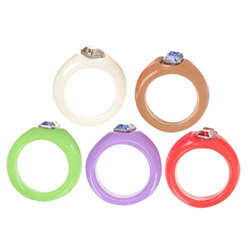 GLSTOY 5stücke Teiliges Farbige Finger Ringe Aus Hochwertigem Harz Stapelbare Ringe Und Modische Fingerringe Für Damen Für Besondere Anlässe Und Alltag GLSTOY 5stücke Teiliges Farbige Finger Ringe Aus Hochwertigem Harz Stapelbare Ringe Und Modische Fingerringe Für Damen Für Besondere Anlässe Und Alltag von GLSTOY