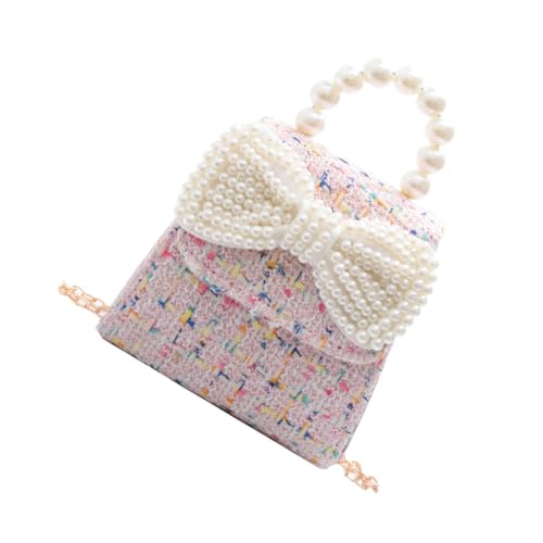 GLSTOY Umhängetasche Mädchen Kleine Crossbody Bag mit Perlen Schleife Modisch Kette Verstellbar Niedlich von GLSTOY
