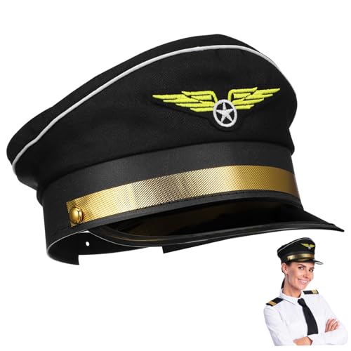 GLSTOY Kostü Pilotenmütze Für Erwachsene Bequeme Verstellbare Airline Themen Haube Für Partys Und Halloween Ideales Cosplay Zubehör von GLSTOY