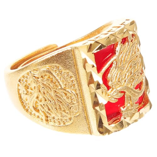 GLSTOY Verstellbarer Drachenring Damen Herren Offener Kupfer Schmuck Vintage Stil Chinesischer Feng Shui Modeschmuck Geschenk von GLSTOY