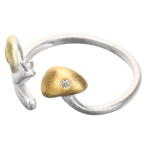 GLSTOY Verstellbarer Pilz Schnecken Ring Damen Schmuck Kupfer Offener Statement Ring Elegantes Design für Alltag Hochzeit Party von GLSTOY