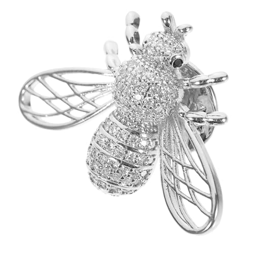 GLSTOY Vintage Bienenbrosche mit Zirkonia Elegante Anstecknadel für Damen Modisches Accessoire für Kleidung Rucksack Mantel und Kleid Einfach zu Befestigen Silberfarben von GLSTOY