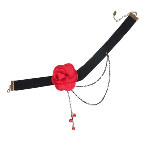 GLSTOY Vintage Gothic Choker Halskette Rote Blumen Modeschmuck für und Mädchen Elegant Deko Schmuck für Alltag Party Hochzeit von GLSTOY