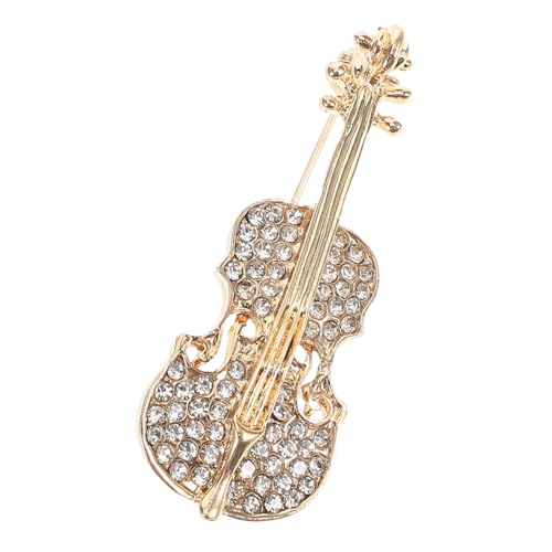 GLSTOY Violin Brosche Anstecknadel mit Funkelnden Strasssteinen Modisches Schmuck Accessoire für Damen und Herren Vielseitig Einsetzbar als Hemd Brosche Reversabzeichen Goldenes Design von GLSTOY