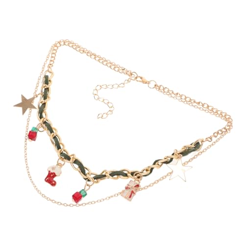 GLSTOY Weihnachts Halskette Damen Mehrlagig Zinklegierung Anhänger Festlich Weihnachtsgeschenke Schmuck Modisch Angenehm Langlebig für Party und Alltag von GLSTOY