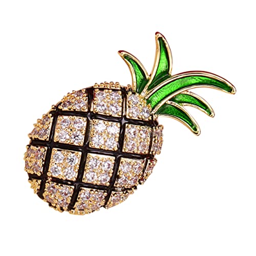 GLSTOY Ananas-brosche Aus Kupfer Mit Zirkon-einlage Wunderschöne Ananas-form Langlebige Brustnadel Formelles Accessoire Halsschmuck Für Männer Und Frauen von GLSTOY